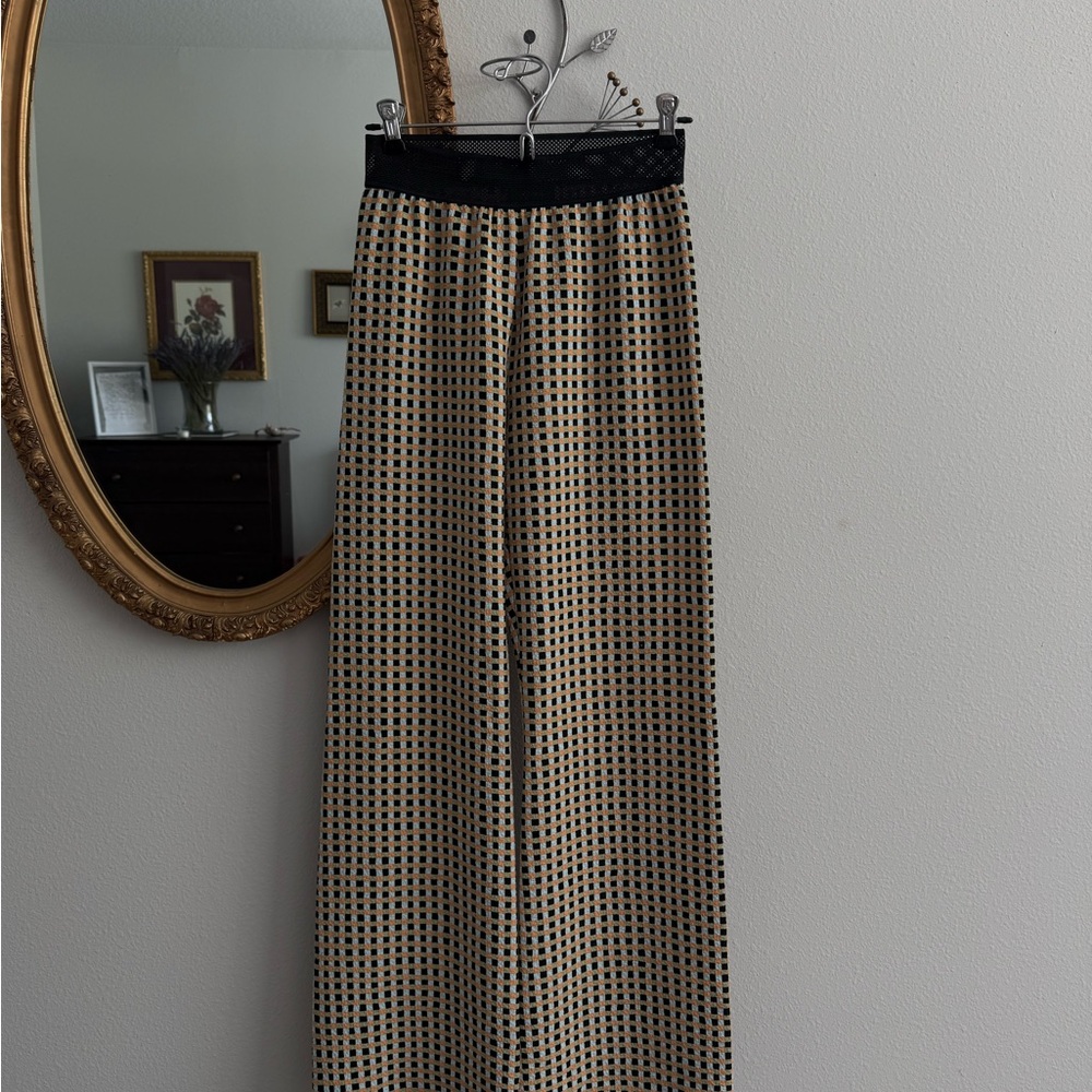 STINE GOYA Black and Tan Wide Leg Pants
